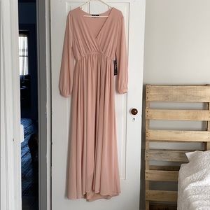 Lulus Wondrous Water Lilies Blush Pink Maxi Dress